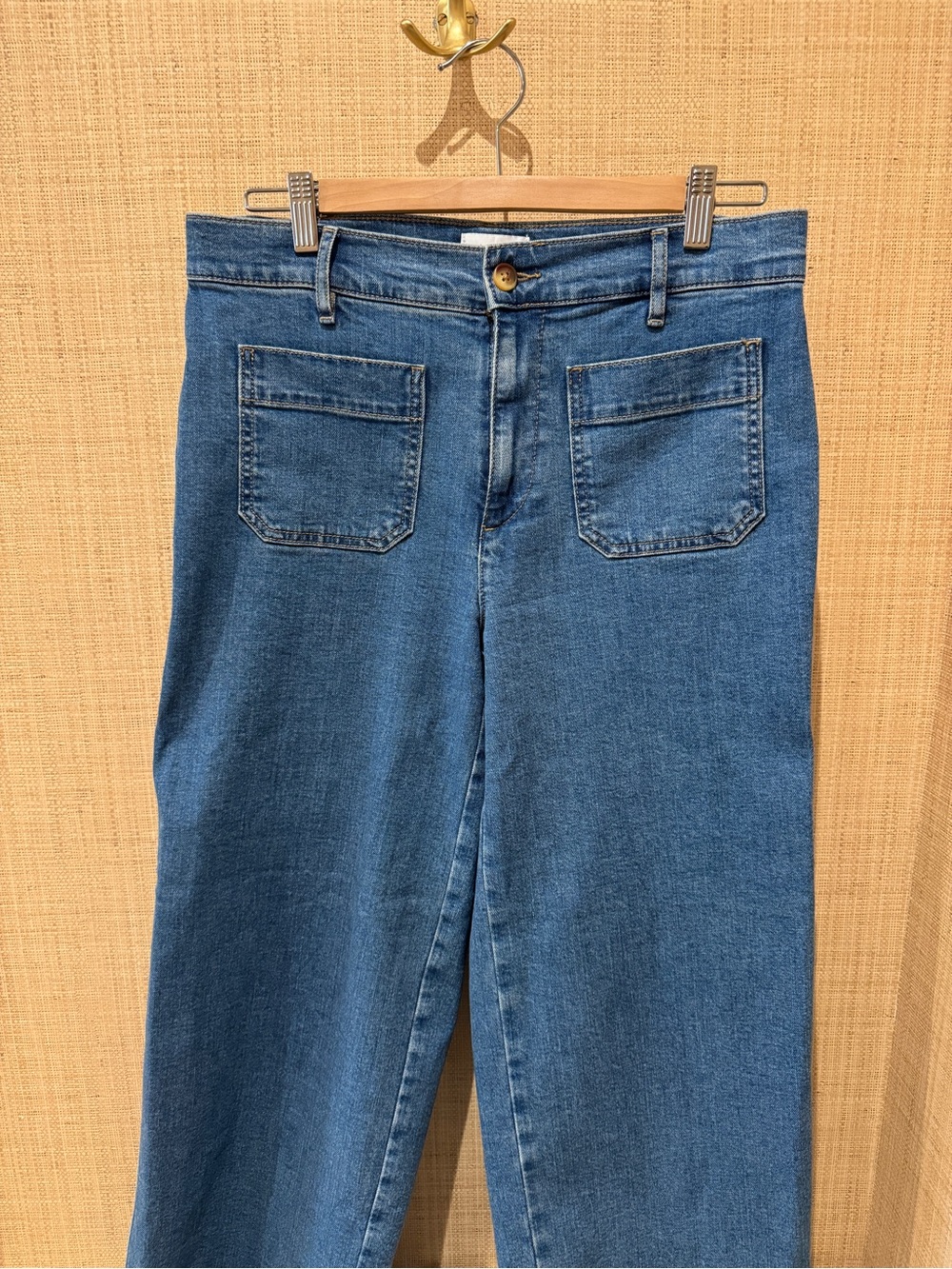 LOFT Classic Blue Cropped Jeans with Front Patch Pockets
